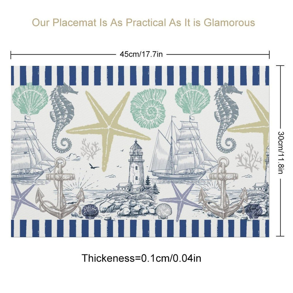 Nautical Placemat Set of 4 (Coastal-1 / 4pcs)
