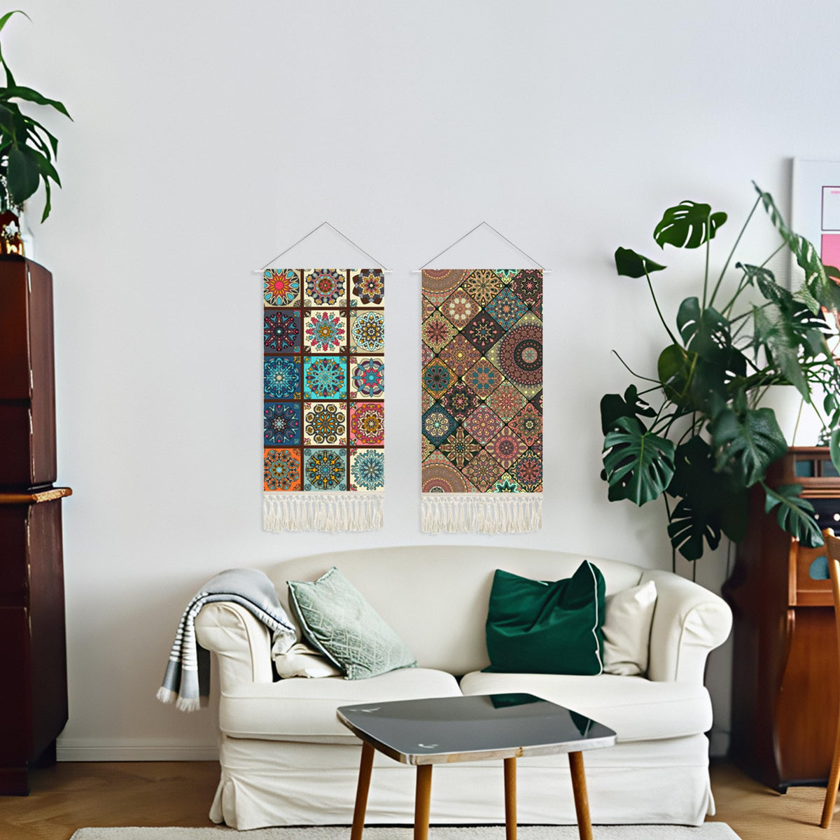 Mandala Boho Macrame Wall Hanging Tapestry For Bedroom Tapestries Vertical Art Fabric Decor Door Living Room Bohemian (Style B / 43"L x 17.5"W)