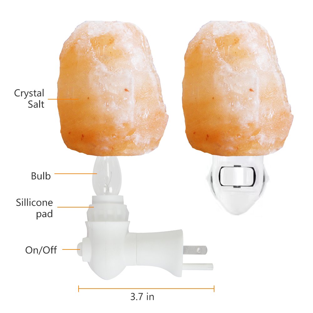 Himalayan Salt Lamp Night Light Plug (Pink / Natural-1 pack)