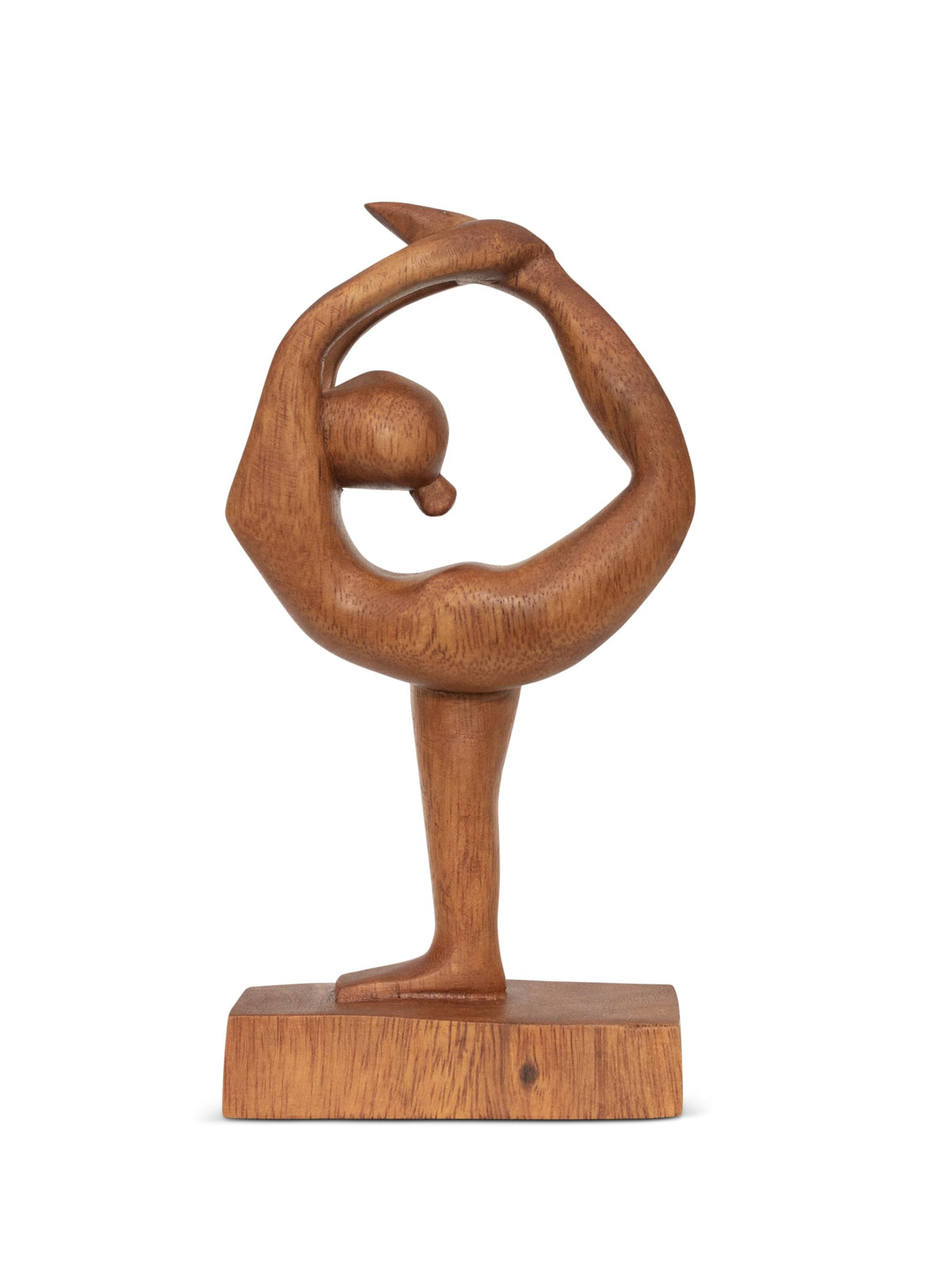 8" Wooden Handmade Abstract Sculpture Art Decorative Home Decor Handcrafted Figurine Accent Decoration Artwork Hand Carved (Dancer Pose - Both Hands Holding Foot)