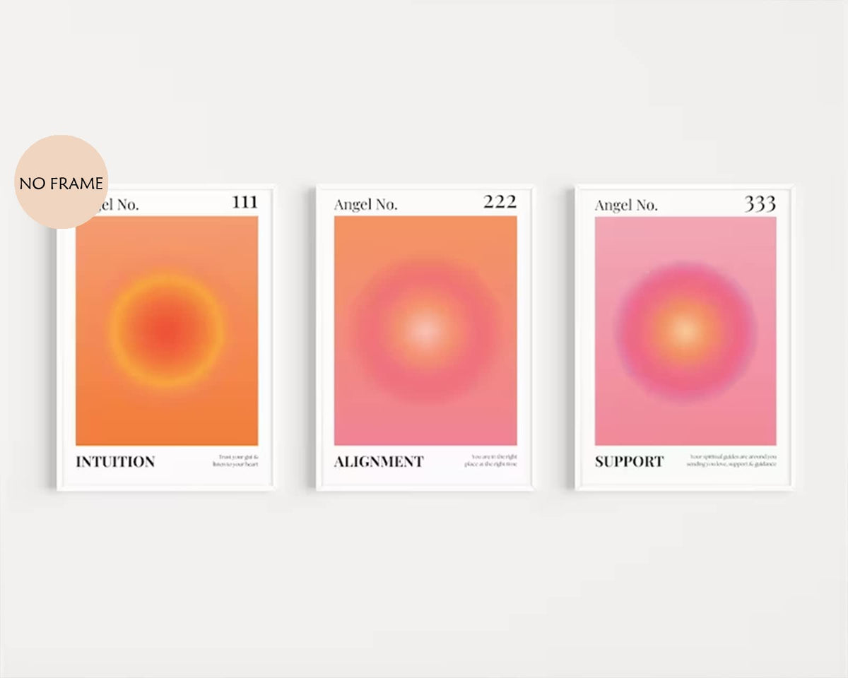 Colorful Angel Number Aura Poster Set of 3 Spiritual Posters Canvas Grainy Gradient Prints Trendy Preppy Wall Art Aesthetic Room Decor Affirmation Inspirational Quotes Wall Art 12x16 Inch Unframed (Unframed / Colorful 123 Art - A / 16"L x 12"W)