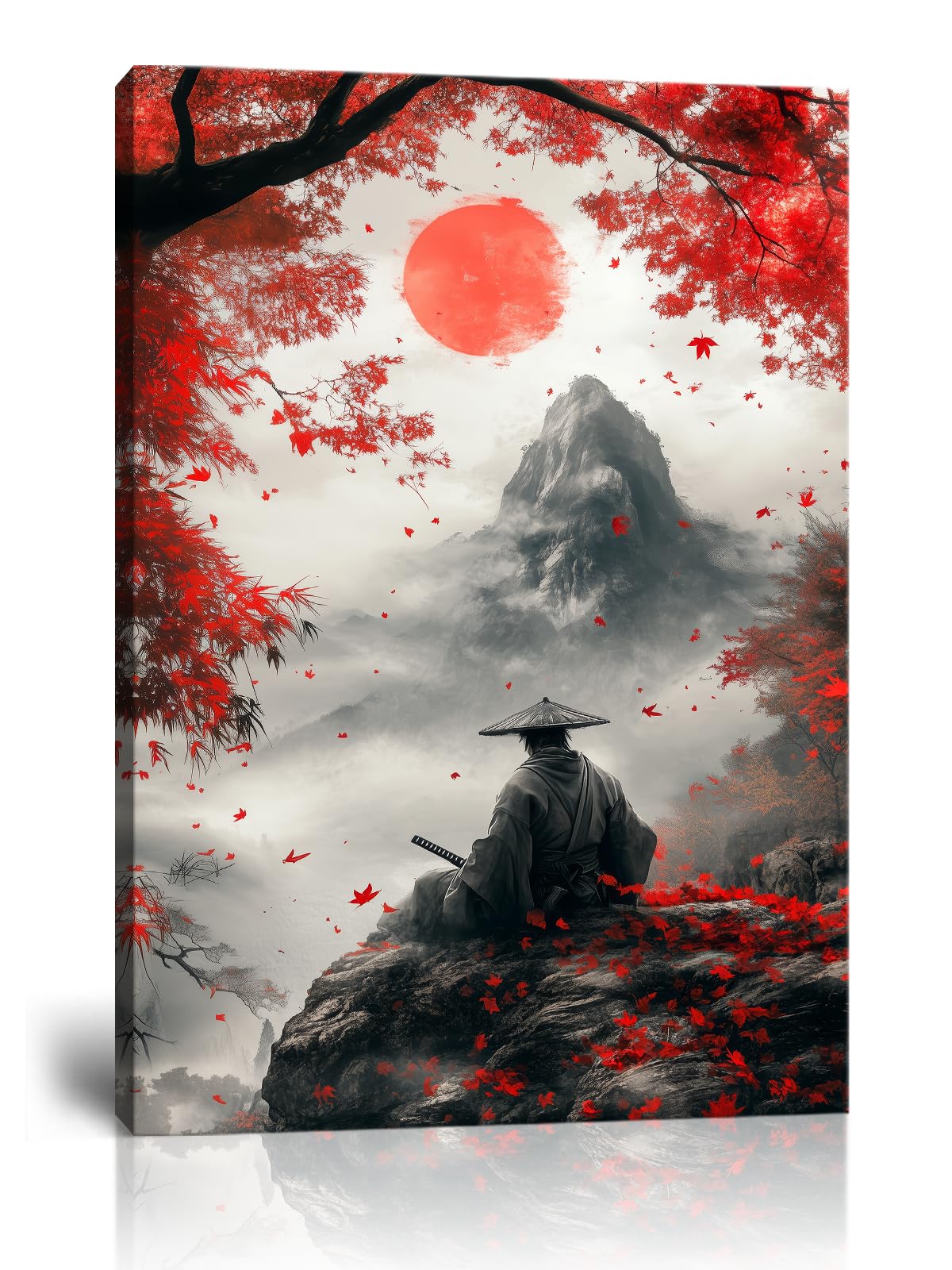 18x24 Inch Japanese Canvas Framed Wall Art (18"L x 24"W / Samurai20)