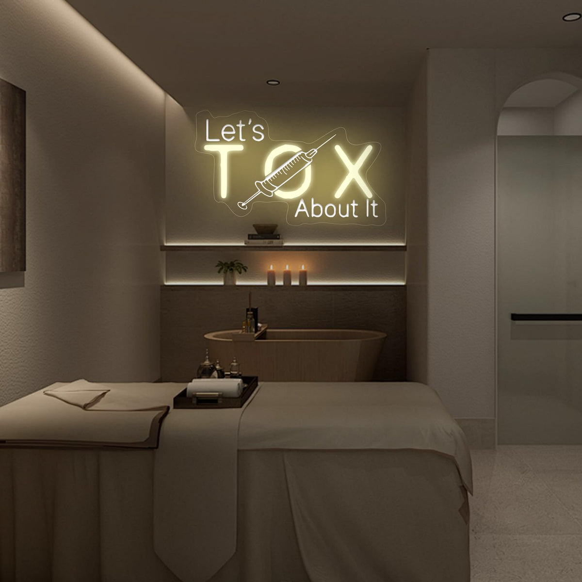 Let's Tox about it Neon Sign Botox LED Light Injector Spa Studio Decor (Tox-1-Warm White)