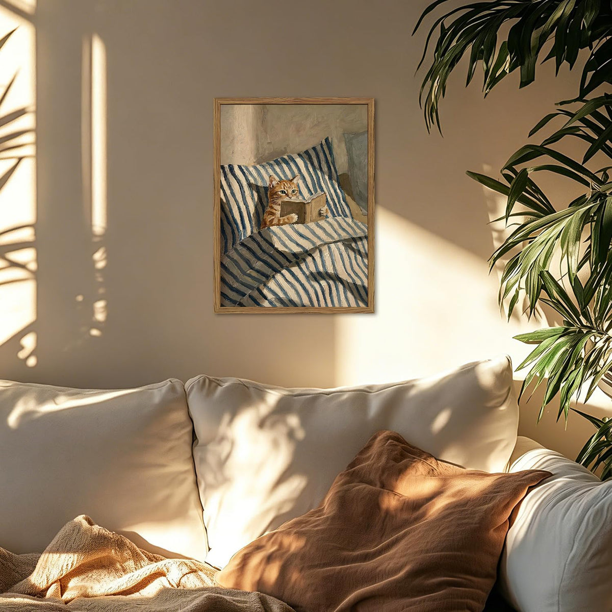 Framed Funny Cute Cat Canvas Wall Art (Funny Cat / 24"L x 16"W)