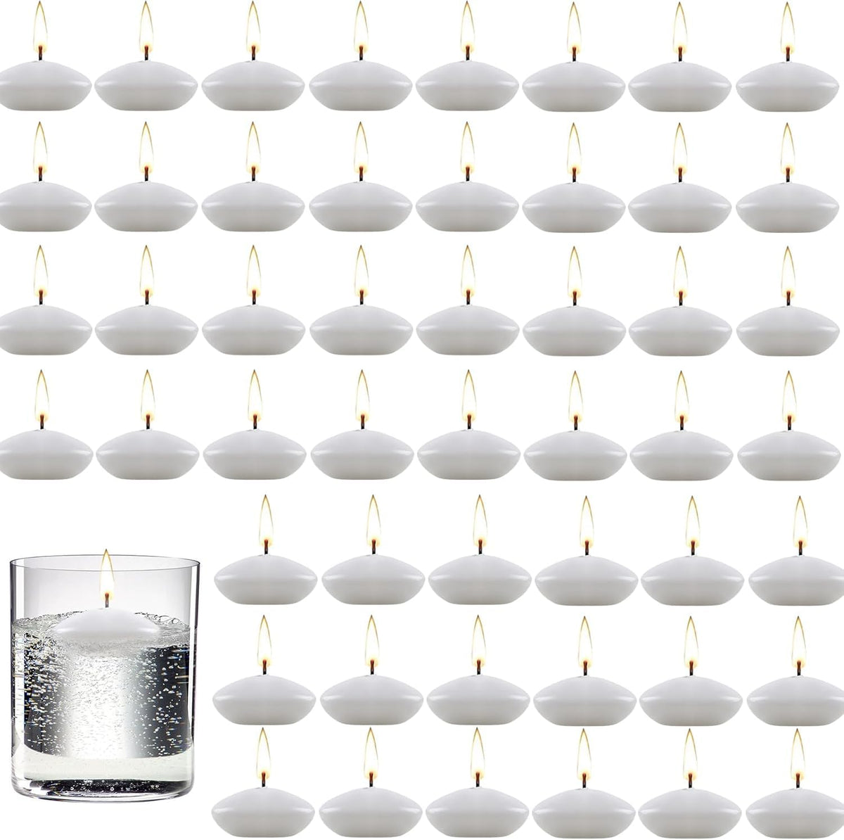 100 Pieces 1.5 Inch Unscented Floating Candles Set (100 Pieces)
