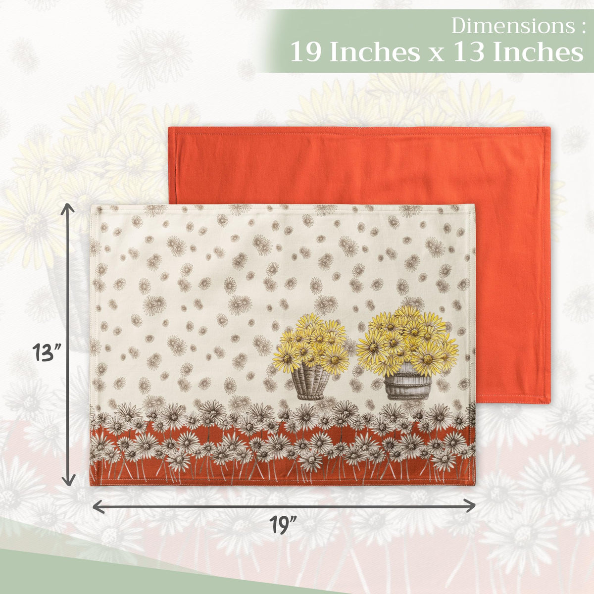 Placemats Set of 4 Reusable 100% Cotton (041 - Bagatelle / 13" X 19" (Pack of 4))