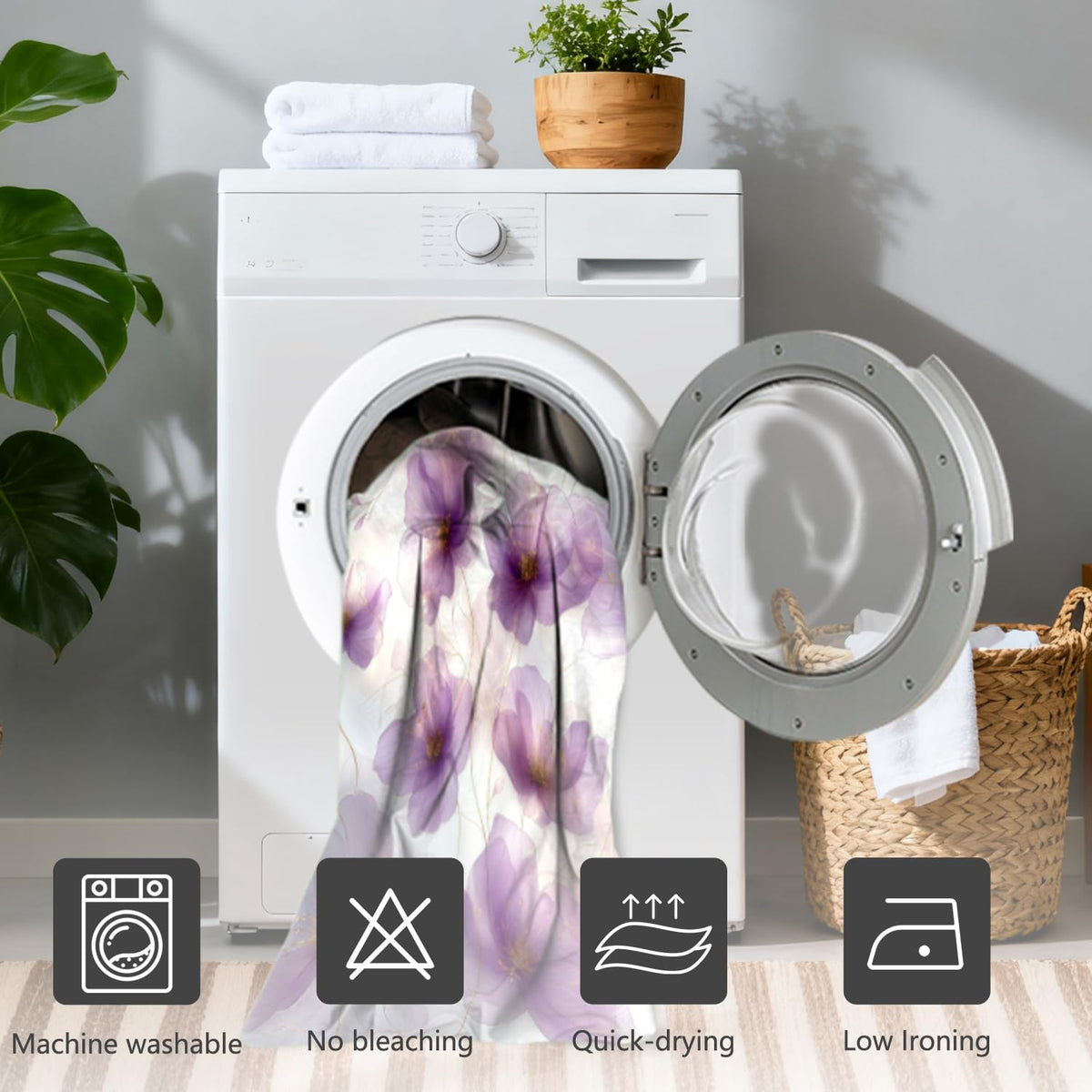 Purple Floral Shower Curtain with Hooks (Purple Flower / 72"W x 72"L (Pack of 1))