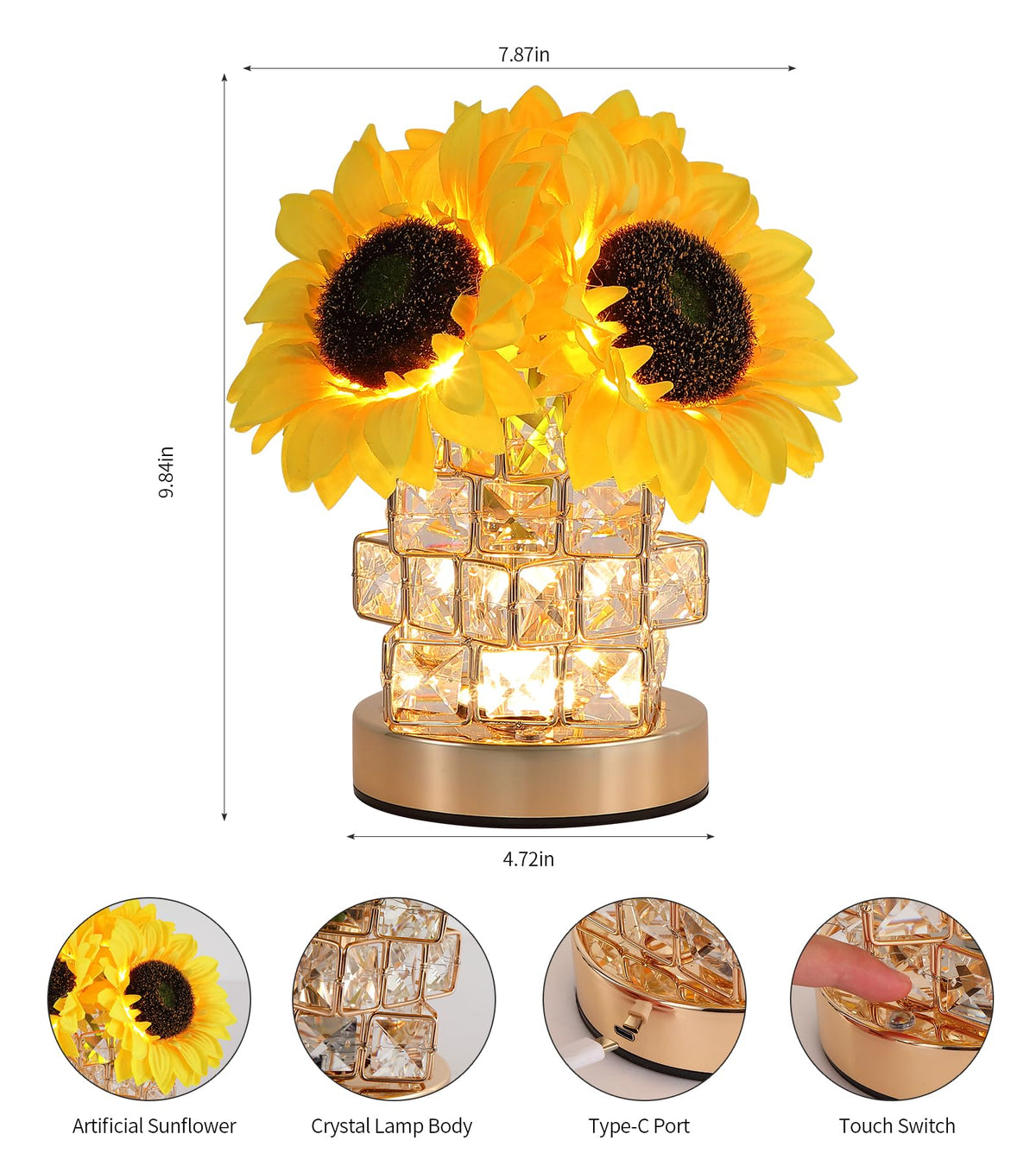 Sunflowers Flower Lamp (Crystal)