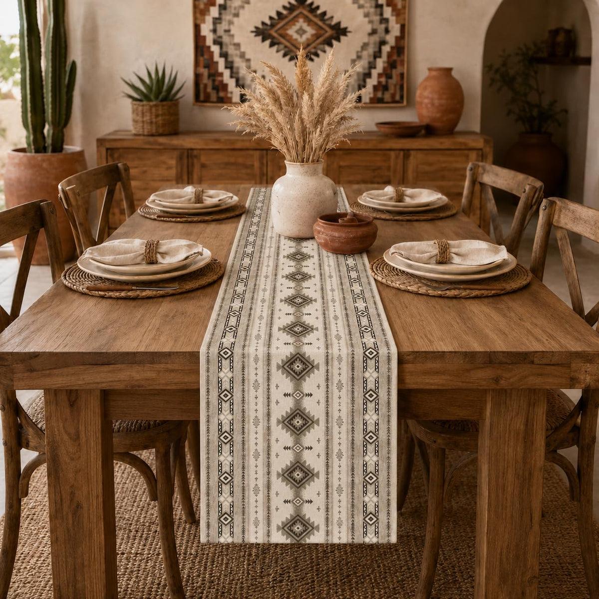 Boho Geometric Aztec Table Runner (13x72inch / Aztec 3)