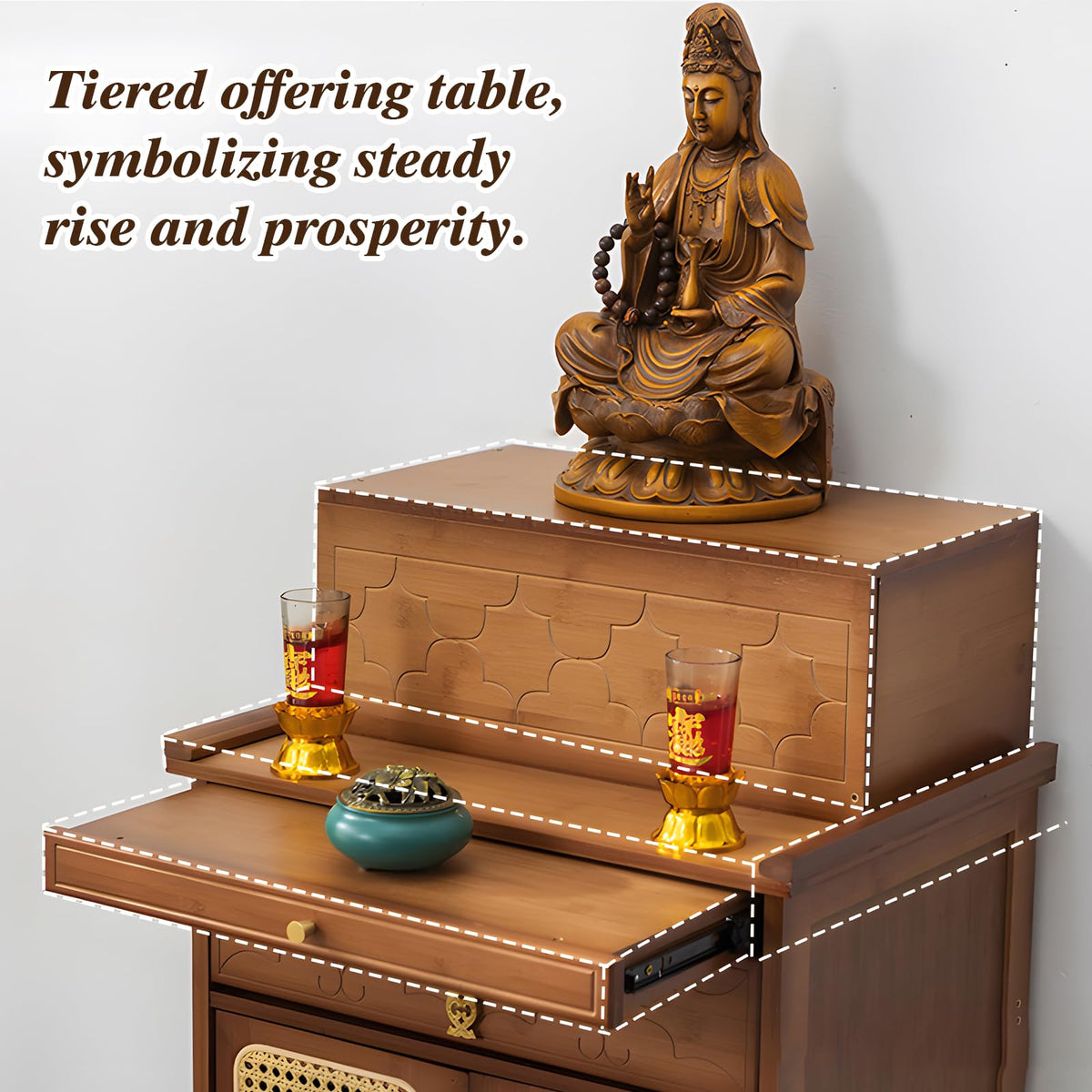 Bamboo Altar Table (39.4 / without Elevated Platform / Tea-tone Brown)