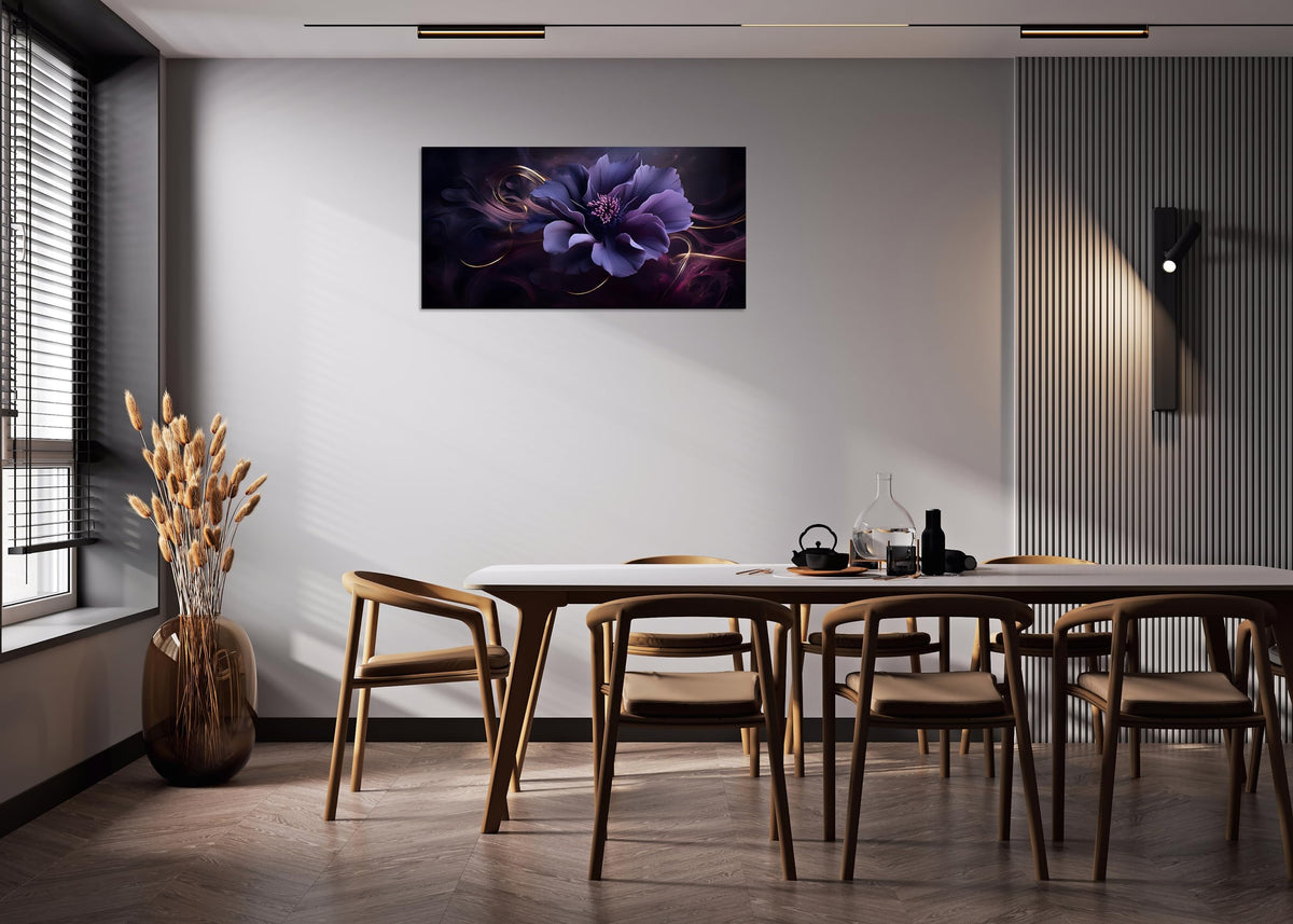 1 Panel Purple Wall Canvas Purple Wall Art Abstract Plum Color Flower Print on Canvas Abstract Flower Pictures for Bedroom Home Decor Living Room Stretched and Framed 20x40inch (40"L x 20"W / Purple Flower 8)