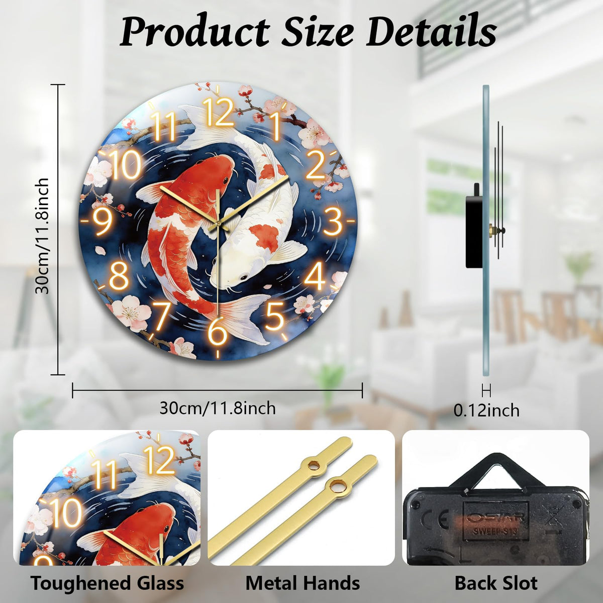 Pair of Koi Wall Clocks Battery Operated (Pair of Koi)