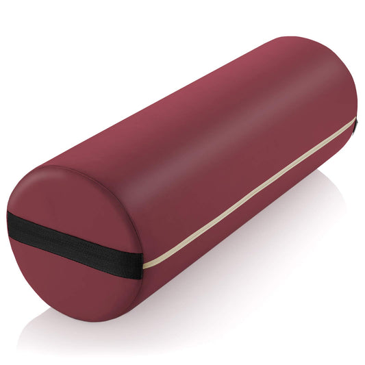 Jumbo Round Massage Table Bolster Pillow Pad (Burgundy)