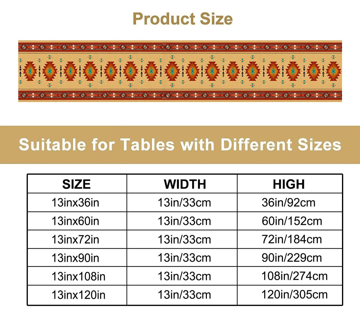 Southwestern Aztec Table Runner (13x72inch / Aztec 4)