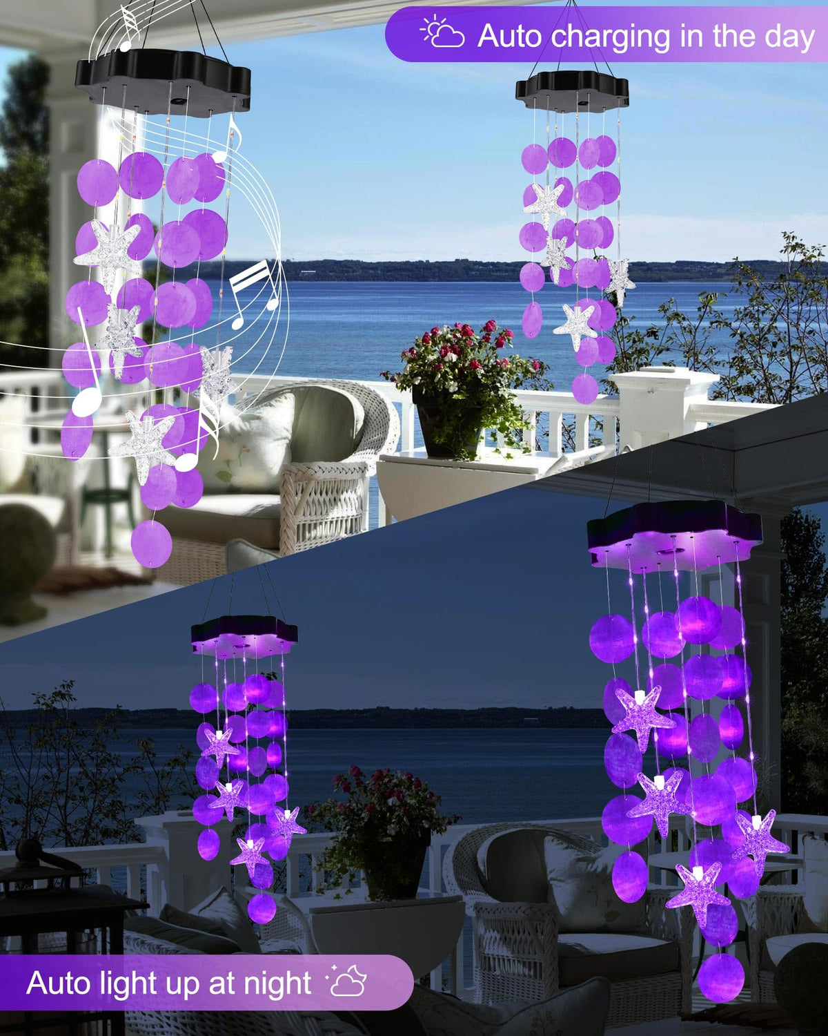 Solar Wind Chimes for Outside (Purple)