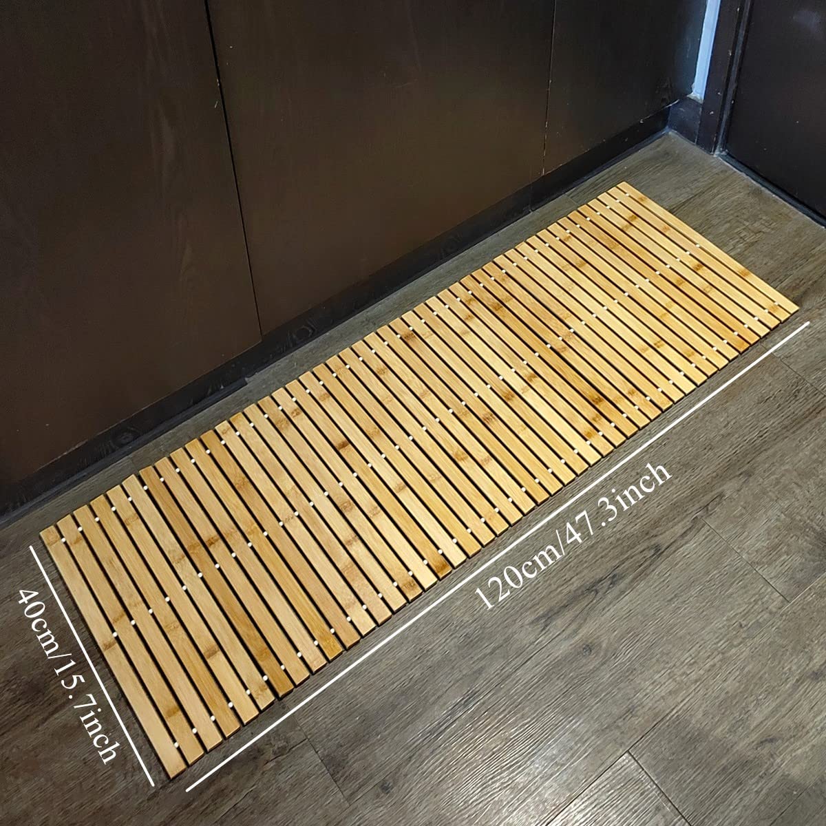 Bath Mat Wooden Bathroom Mat Rayon Made from Bamboo 47.3"x15.7" (Brown / 47.2" x 15.7" (Rectangular))