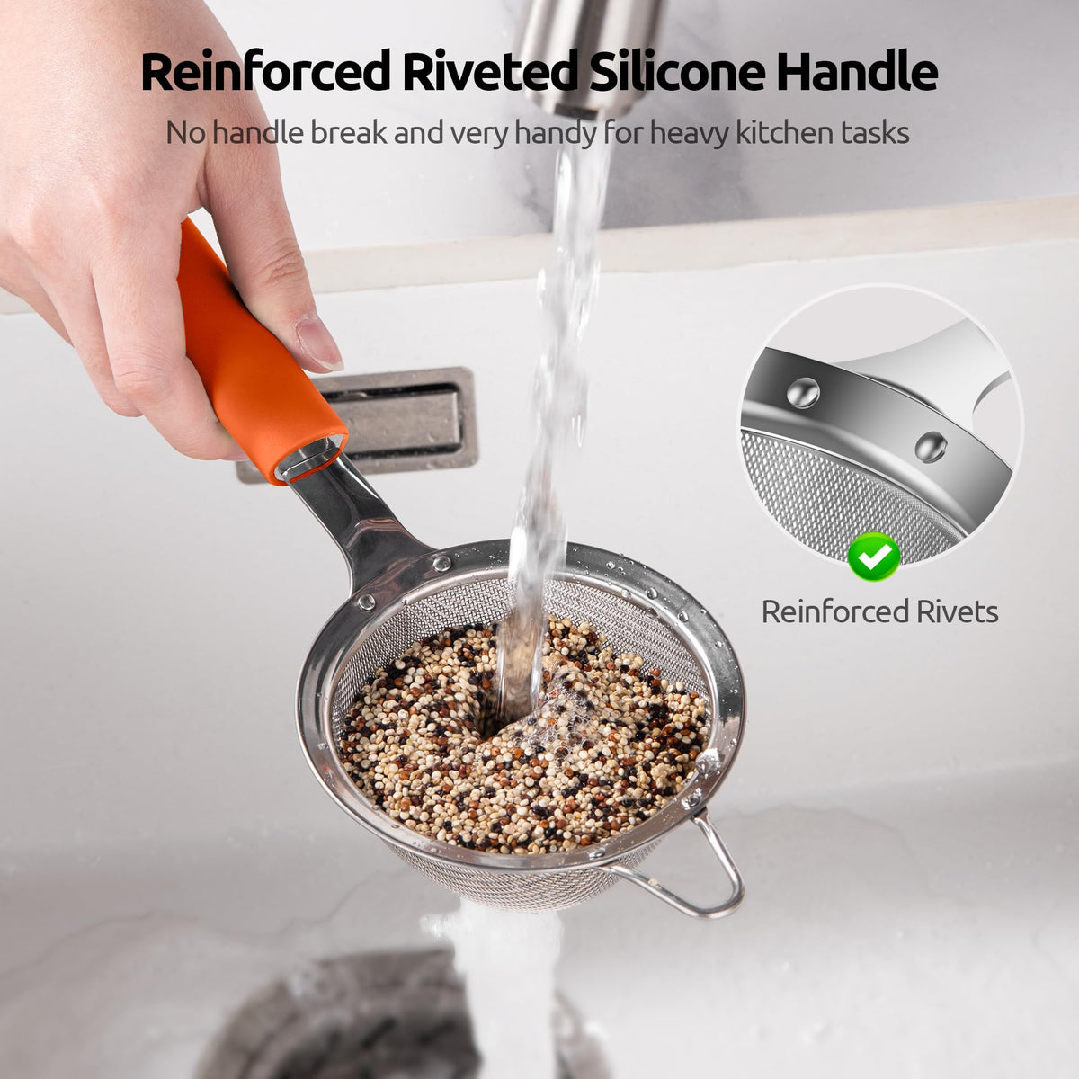 Fine Mesh Strainer (S-3.35in / (6) Orange)
