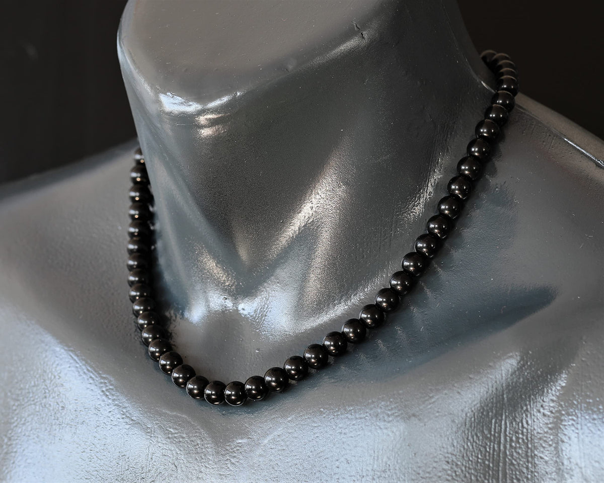 Natural Black Onyx Beaded Choker Necklace (Black Onyx / 38 Inches)