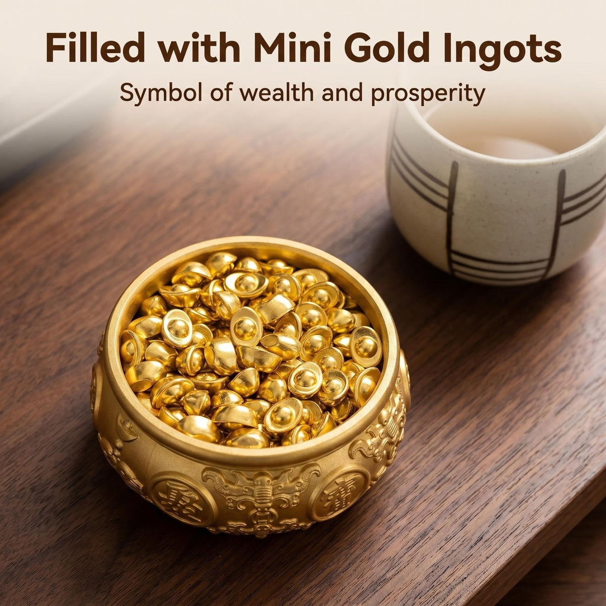Feng Shui Copper Wealth Bowl Treasure Basin Decor (Diameter 2.36in)