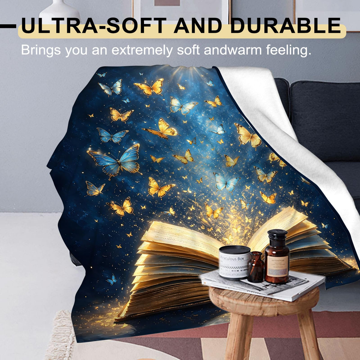 Butterfly Book Flannel Blanket (Butterfly Book / 60x80 inch)