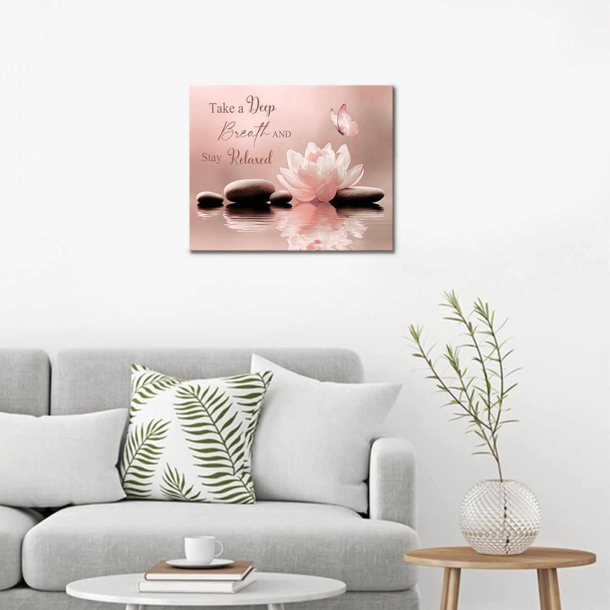 Zen Flower Wall Art for Bedroom (16"L x 20"W / Pink)
