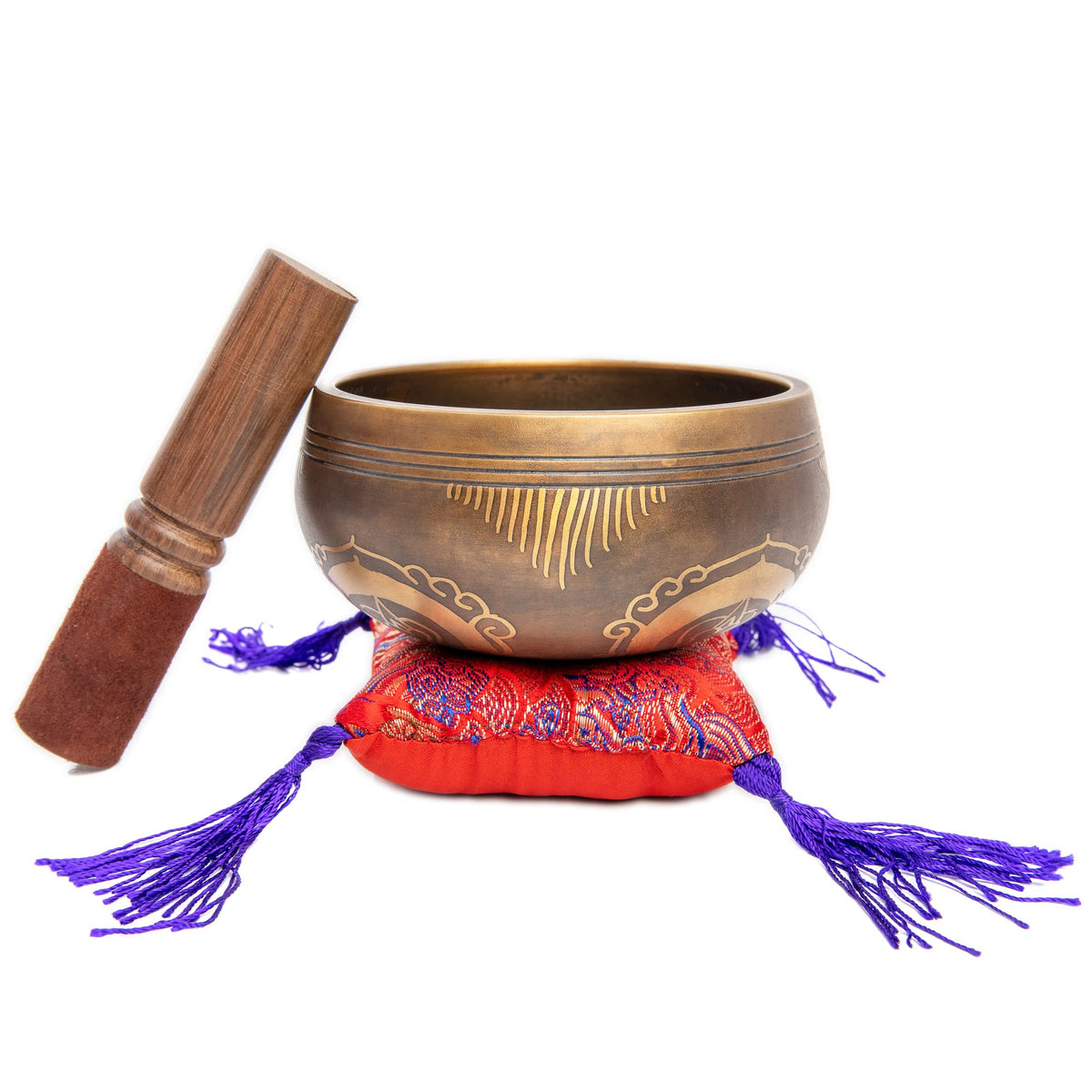 Tibetan Singing Bowl Set (Brown - Maroon / 4 Inches)