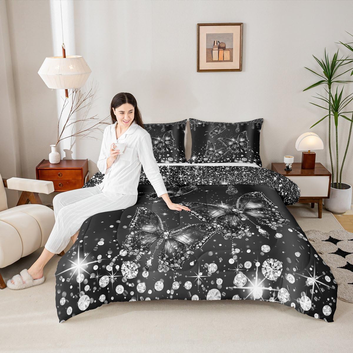Butterfly Kids Comforter Set Toddler Size for Kids Boys Girls (Multi 807 / Toddler)
