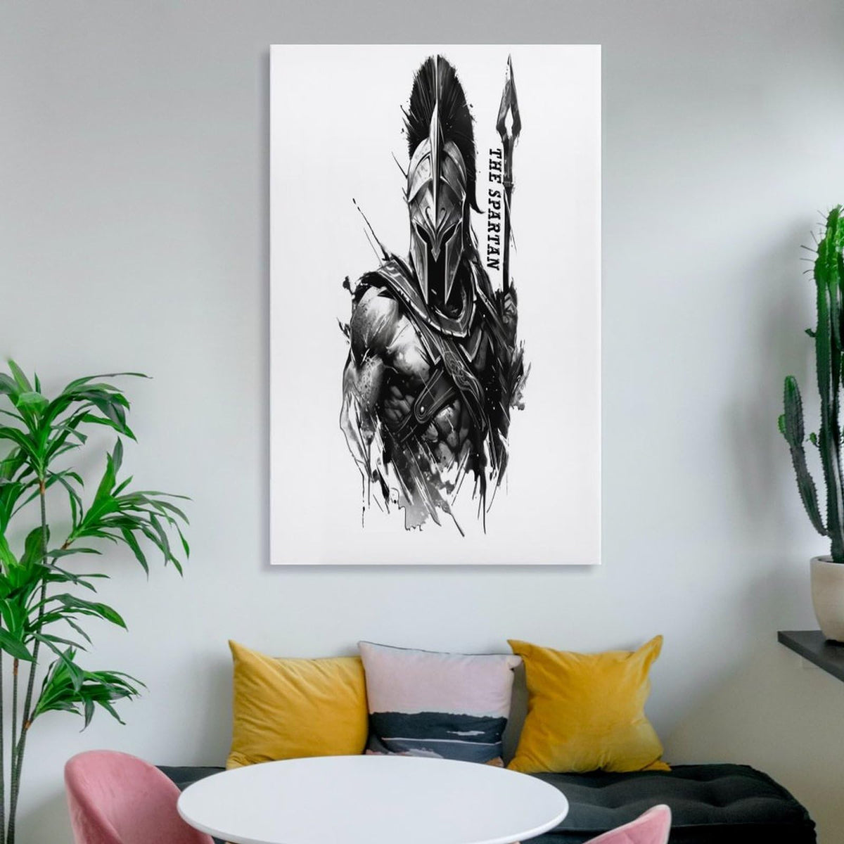 Spartan Warrior Illustration Fitness Gym Canvas Printing Wall Art Prints Wall Decor Posters Black White Gladiator Helmet Nordic Bohemian Living Room Bedroom Office Motivation Decor 08x12inch (style-16 / 08x12inch(20x30cm) Unframe)