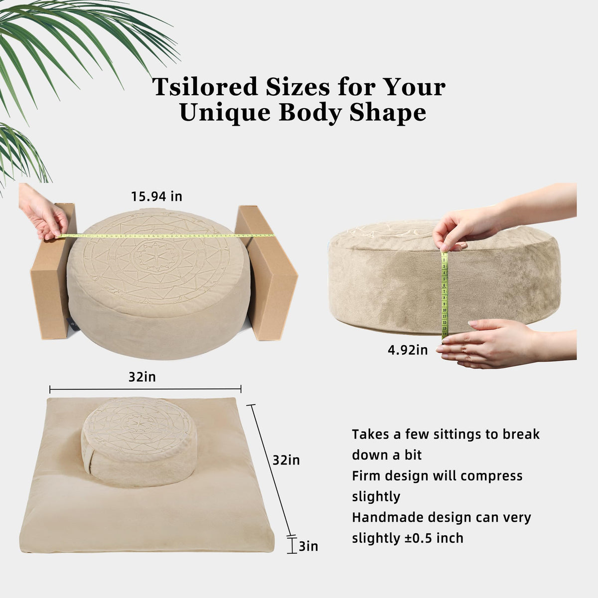 Zafu & Zabuton Meditation Cushion Set (Khaki)