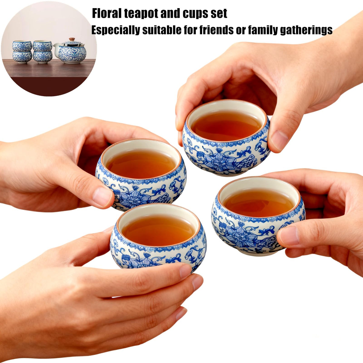 Blue and White Porcelain Kung Fu Tea Set (8.5 oz)