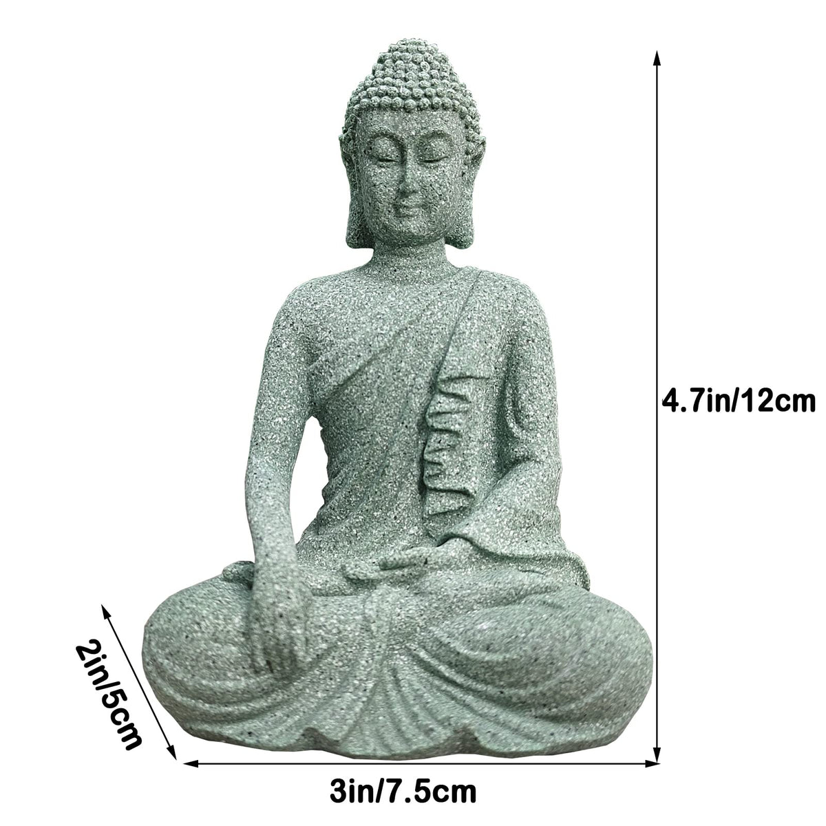 Aquarium Buddha Statue Asian Japanese Fish Tank Decoration Zen Buda Figurines Stone Buddha Sculpture Ornaments for Fish Tank Decor (3x2x4.7 inches)