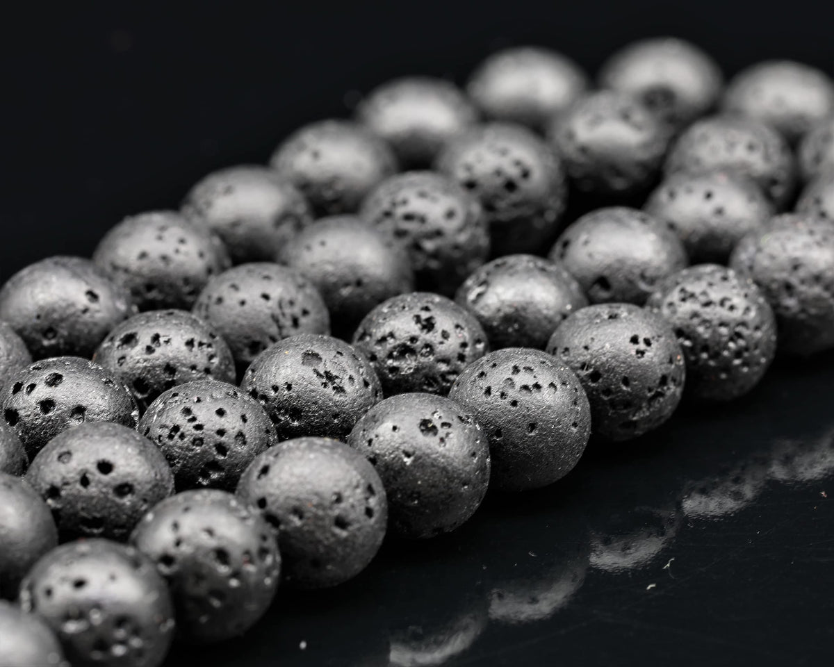 Natural Lava Stone Beaded Choker Necklace (Lava Stone / 20 Inches)