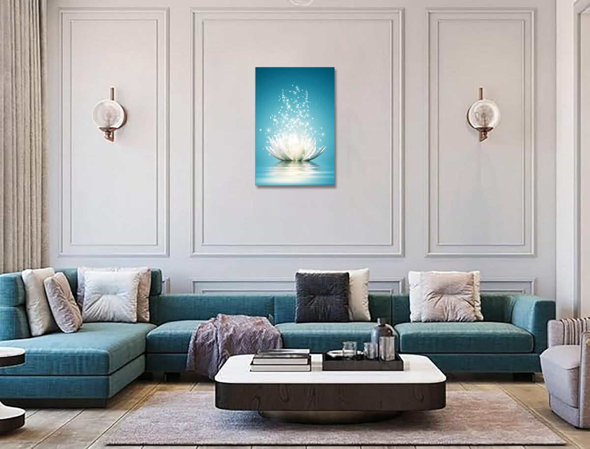Lotus Flower Canvas Print Pictures Bathroom Decor Zen Wall Art Painting Spa Photo Artwork Framed for Spiritual Meditation Yoga Room Ready to Hang 16 x 24inch (16"L x 24"W / Lotus 01)