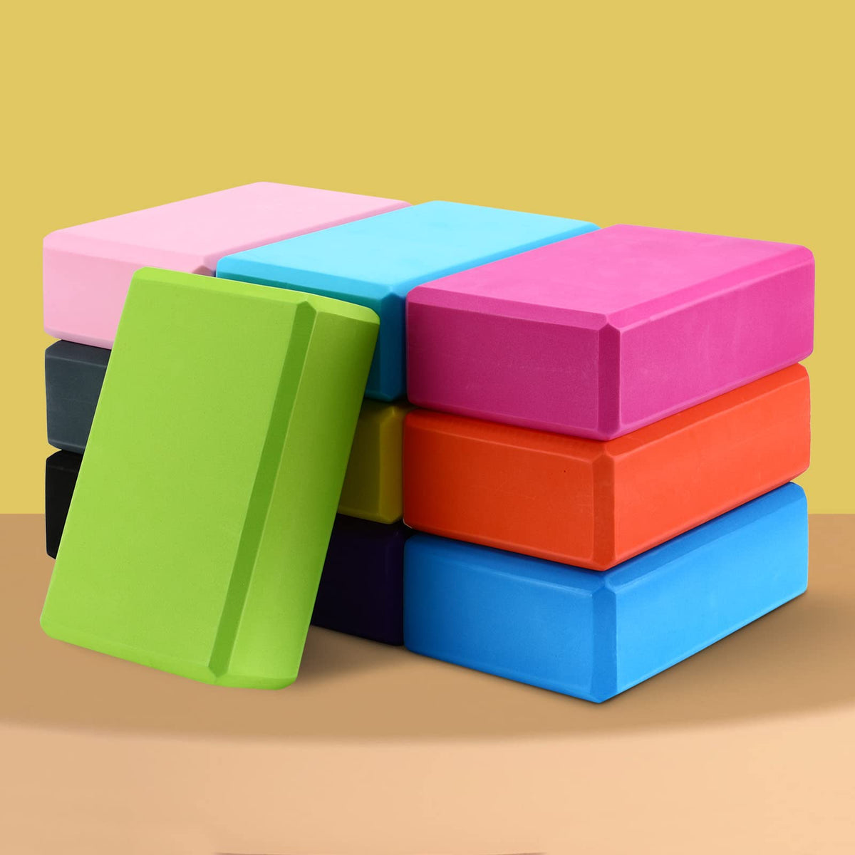 10 Pcs Foam EVA Yoga Blocks Lightweight Yoga Bricks Non Slip Supportive Foam Blocks Yoga Prop Accessories for Yoga (Mixed Colors)