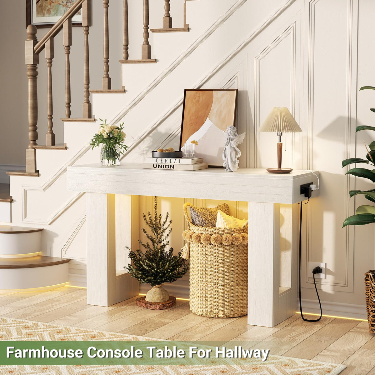 47" Entryway Table with Sensor Light and Outlets (Warm White / 47IN)
