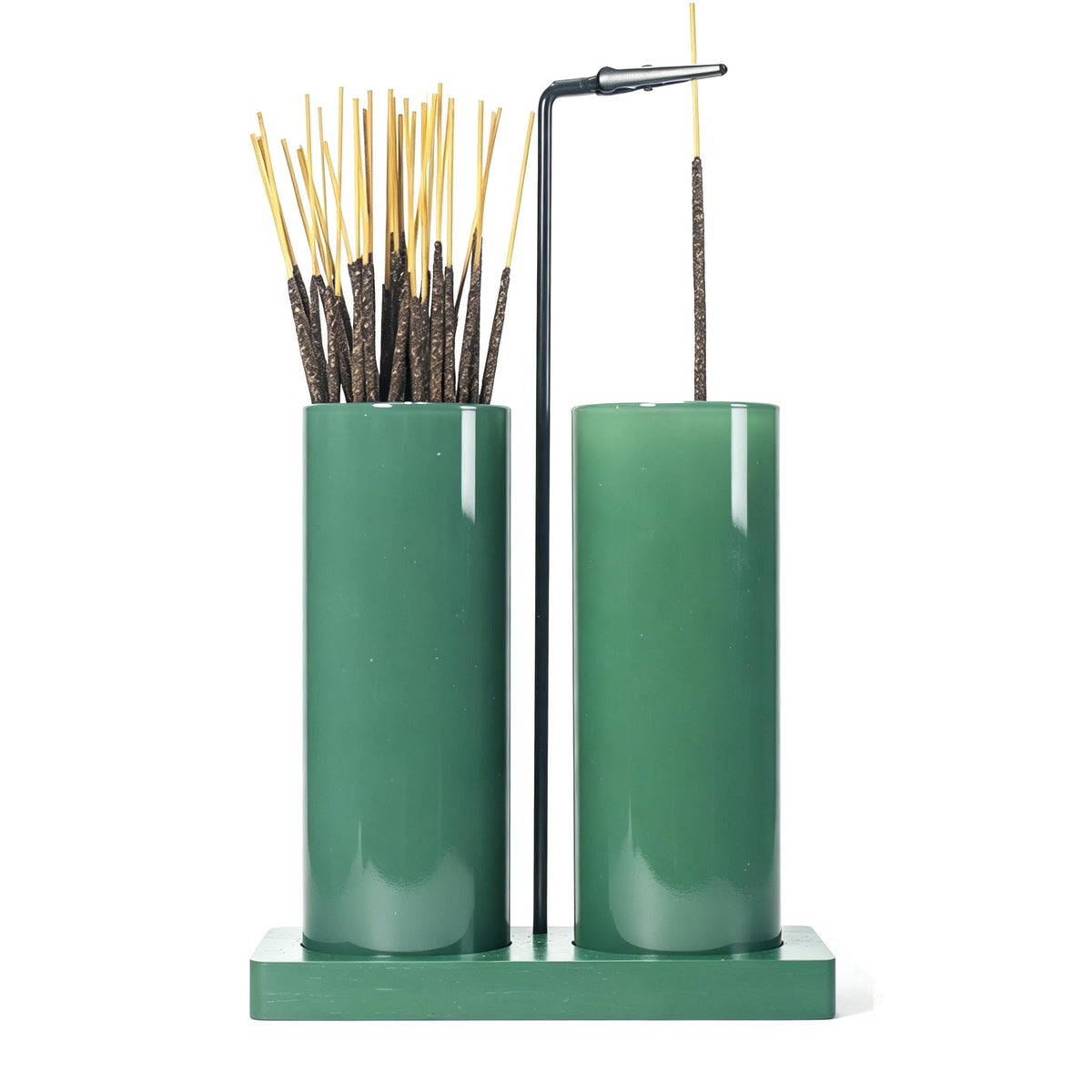 2 in 1 Incense Holder for Sticks (All Green / 2 tall glass)