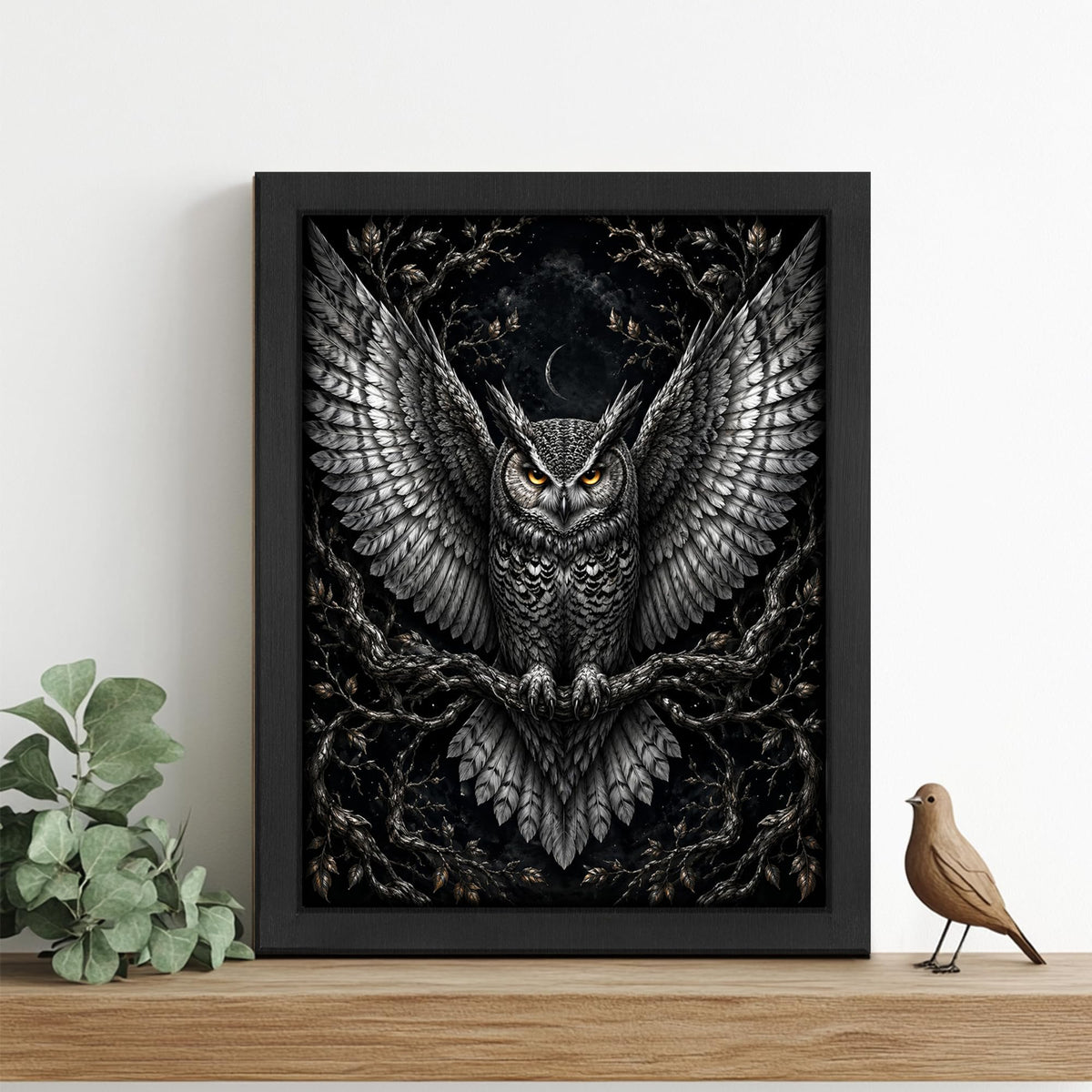 Gothic Owl Decor Wall Art (Wall Art Framed 61 / 24"L x 16"W)