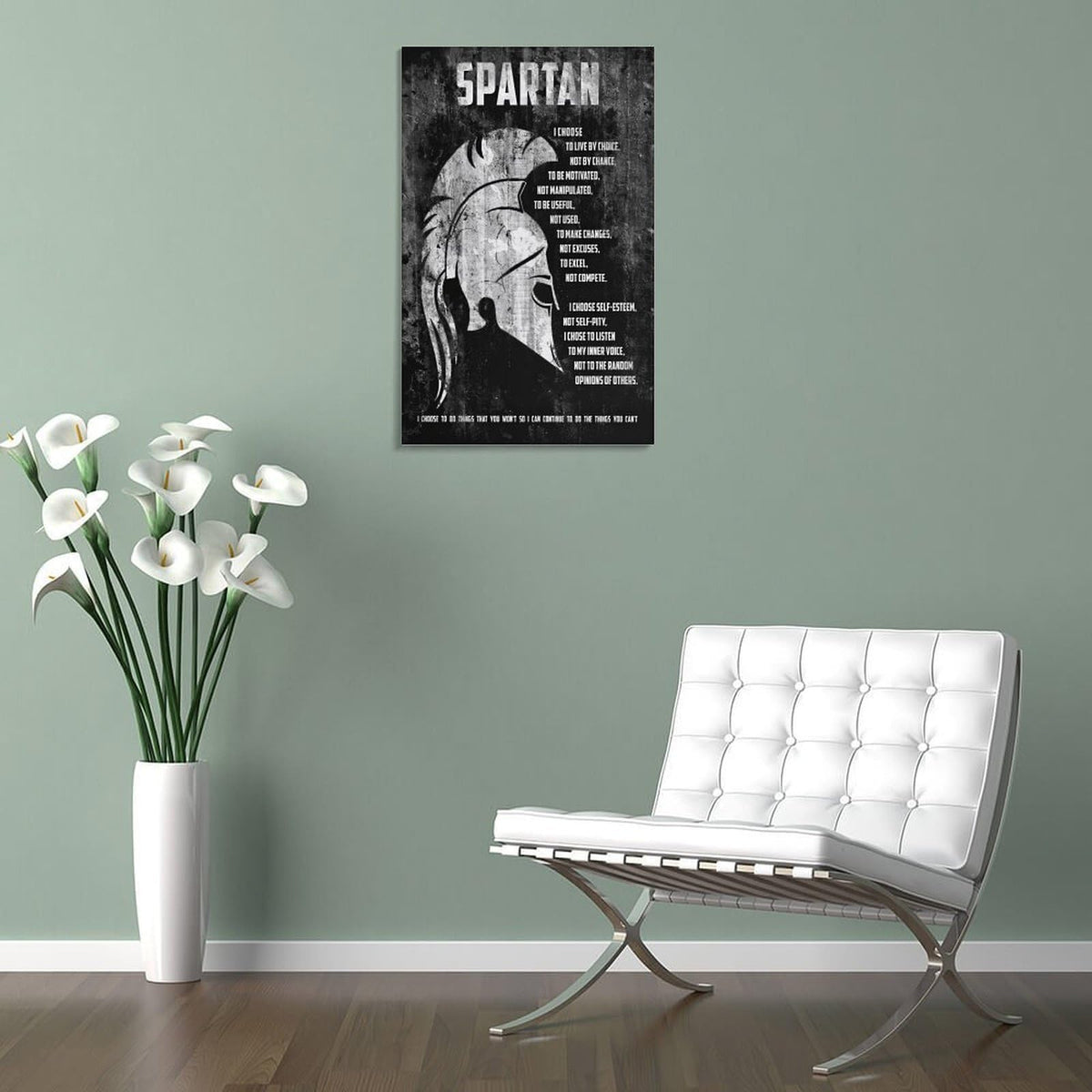 Spartan Motivational Quote Canvas Printing Wall Art Prints Wall Decor Posters Black White Distressed Helmet Philosophy Nordic Living Room Bedroom Office Gym Decor 24x36inch (style-20 / 24x36inch(60x90cm) Frame)