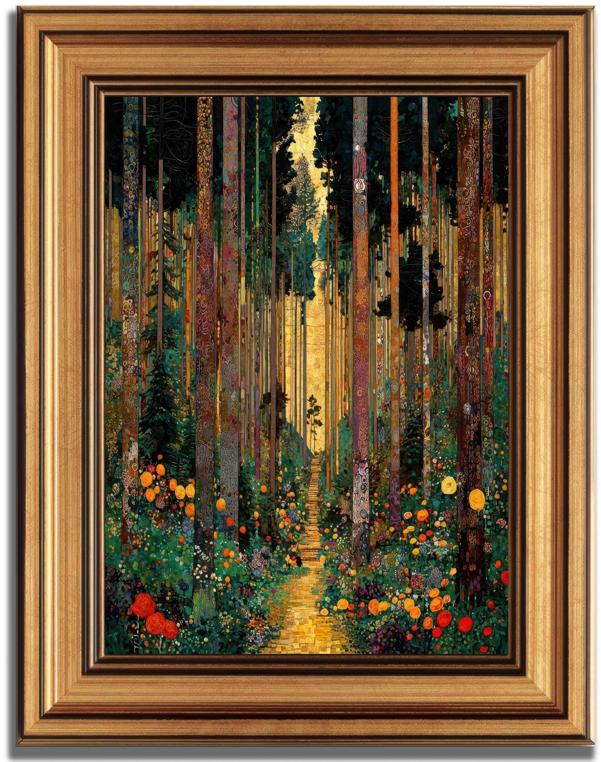 Dark Forest Canvas Wall Art Framed Moody Trees Flower Decor Picture Vintage Luxury Bedroom Living Poster Prints for Study Office Corridor Room Home Decoration (forest / 11"L x 9"W)
