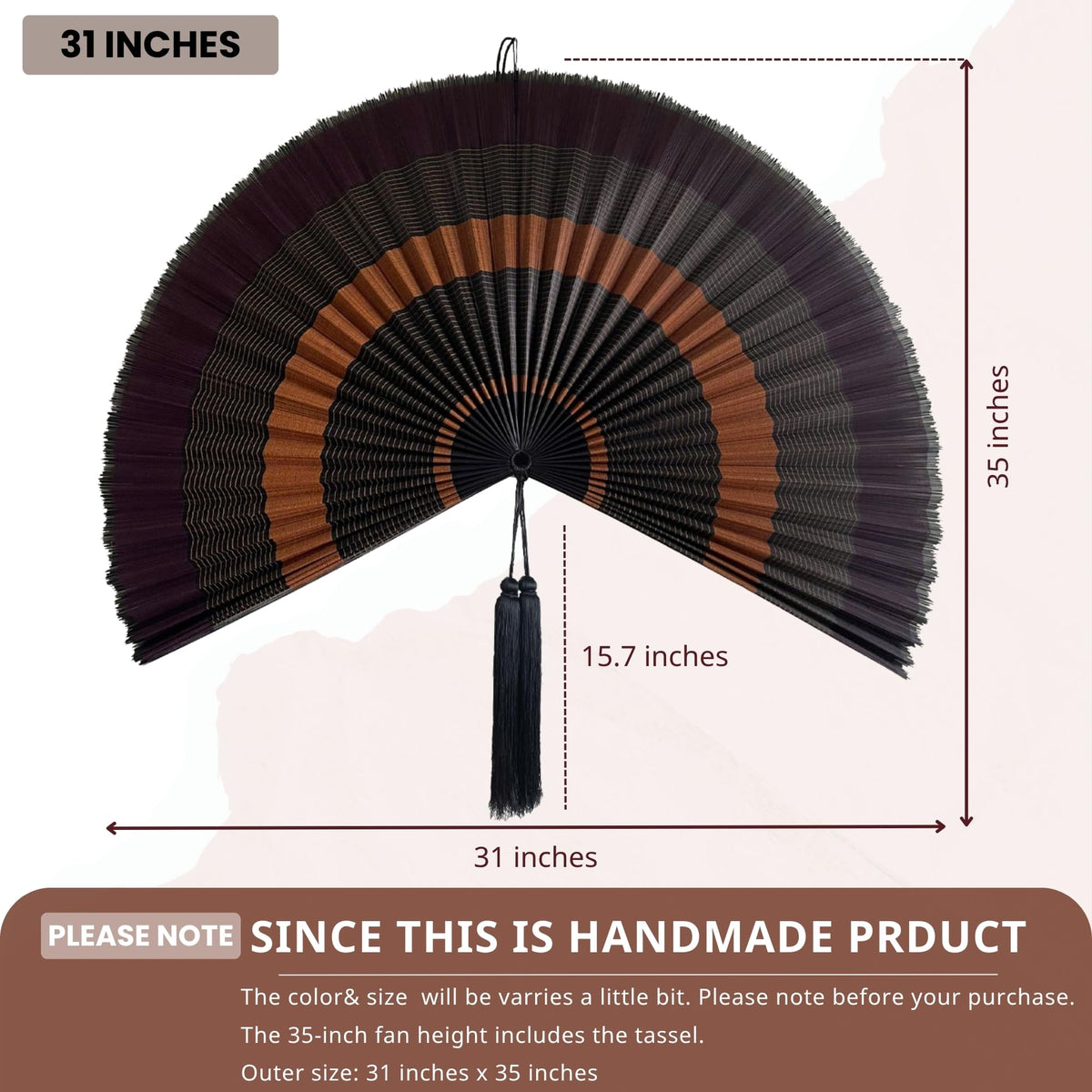 Bamboo Fan Wall Decor (Ebony / 31inch)