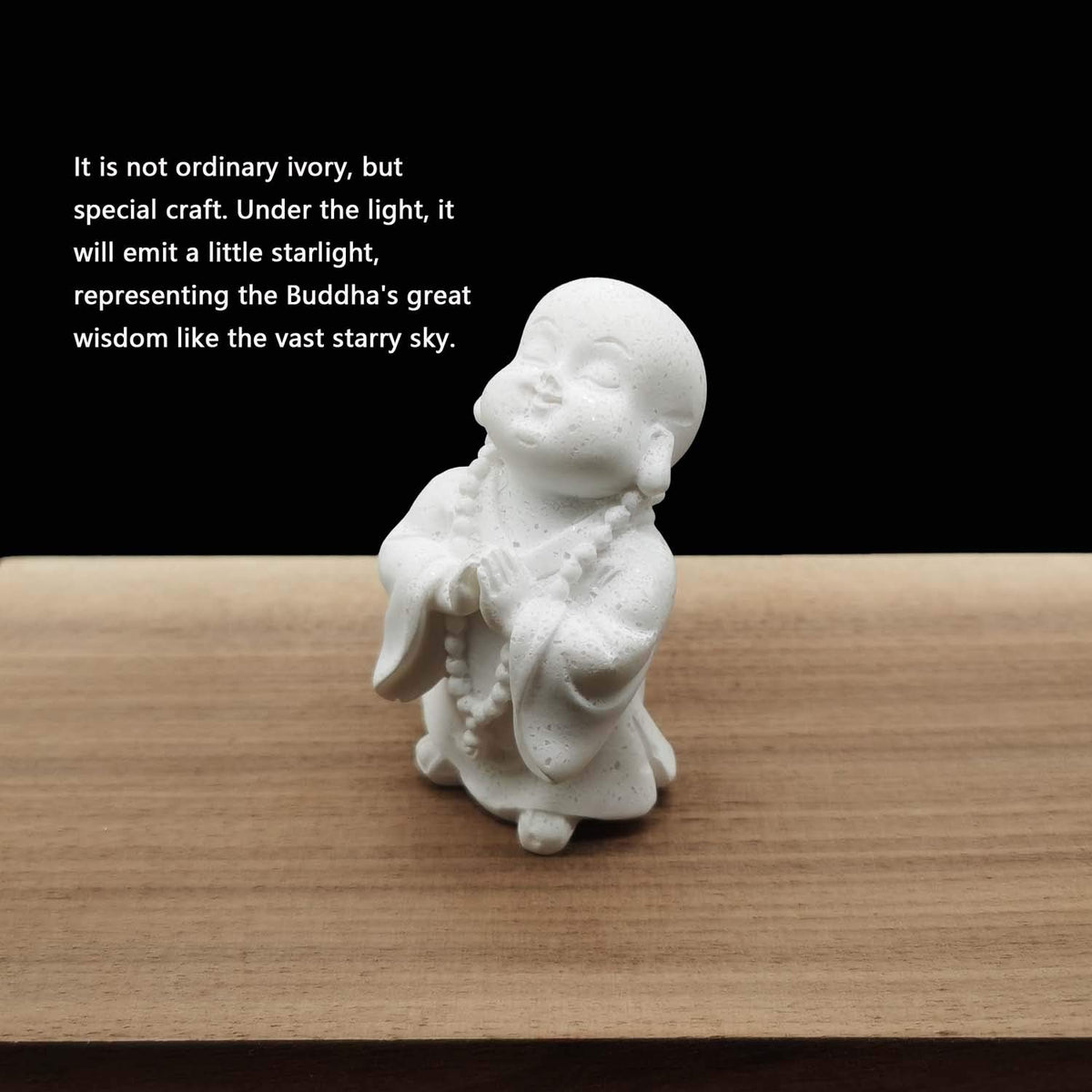 Buddha Statue Minimalist Sandstone Buda Ornament Monk Figurine Zen Decor Bring Home a Ray of Sunshine 9Inch (White / 9Inch)