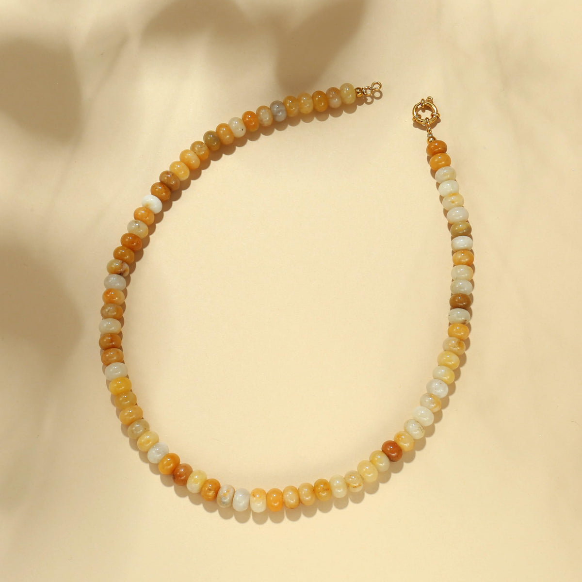 Yellow Natural Stone Beaded Choker Necklace for Women (Apricot-yellow)