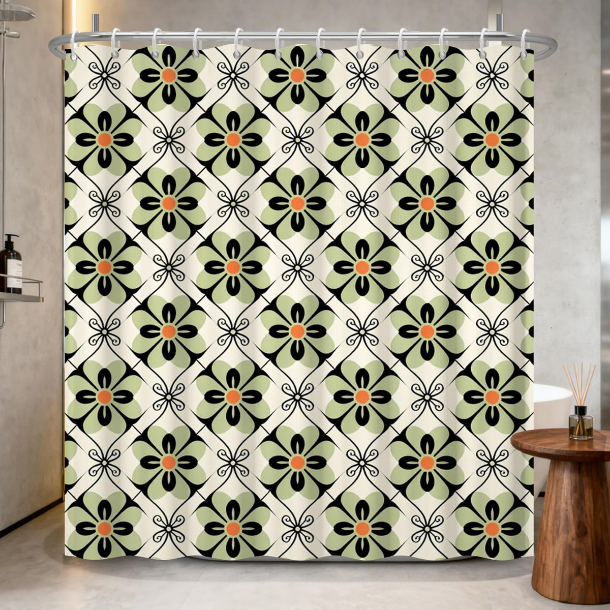 Retro Floral Shower Curtain 72x72 Inch (Fresh Flowers / 72"W x 72"L (Pack of 1))