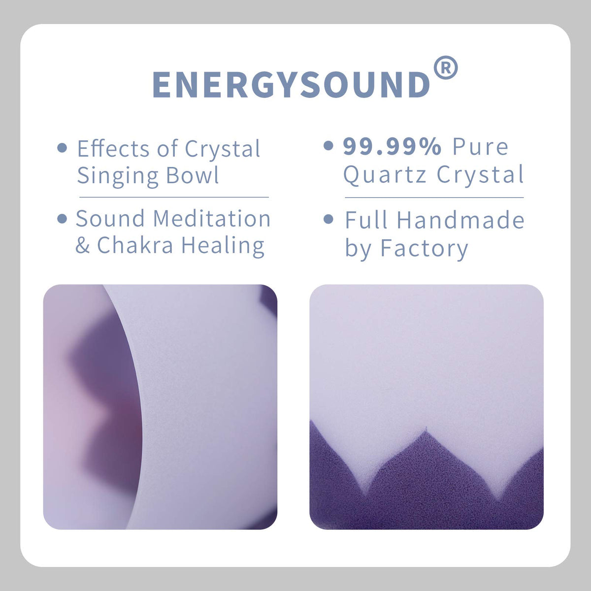 432Hz A 3rd Eye Chakra Lotus Frosted Quartz Crystal Singing Bowl 7" (7 inch / 432 Hz A note Lotus Bowl)