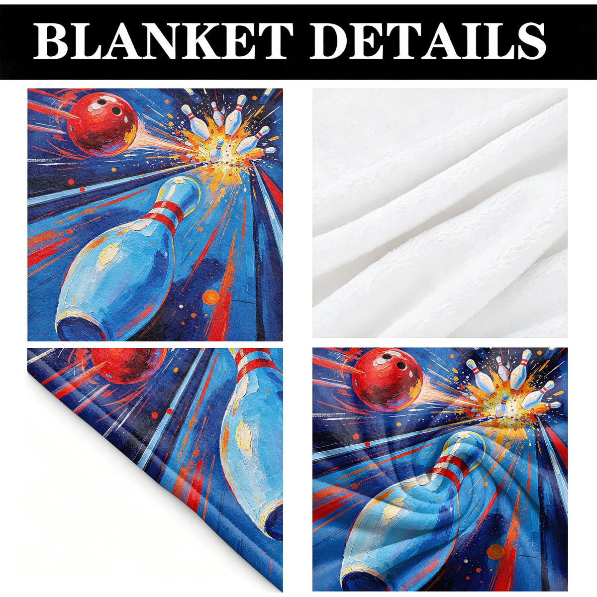 Bowling Fleece Throw Blanket Sports Blanket Gifts Room Decor 60"x80" (Bowling / 60"X80")