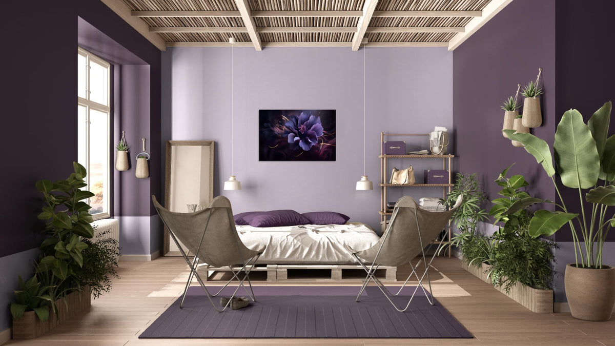 1 Panel Purple Wall Canvas Purple Canvas Pictures Abstract Plum Color Flower Print on Canvas Abstract Flower Wall Art for Bedroom Home Decor Living Room Stretched and Framed 30x40inch (40"L x 30"W / Purple Flower 8)
