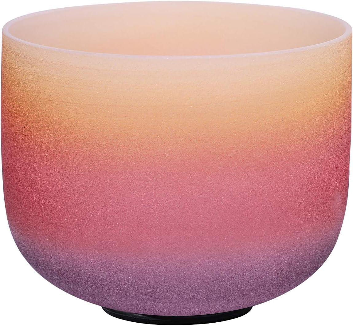 432Hz E Solar Plexus Chakra Rainbow Frosted Quartz Crystal Singing Bowl 8" (8 inch / 432 Hz E note Rainbow bowl)