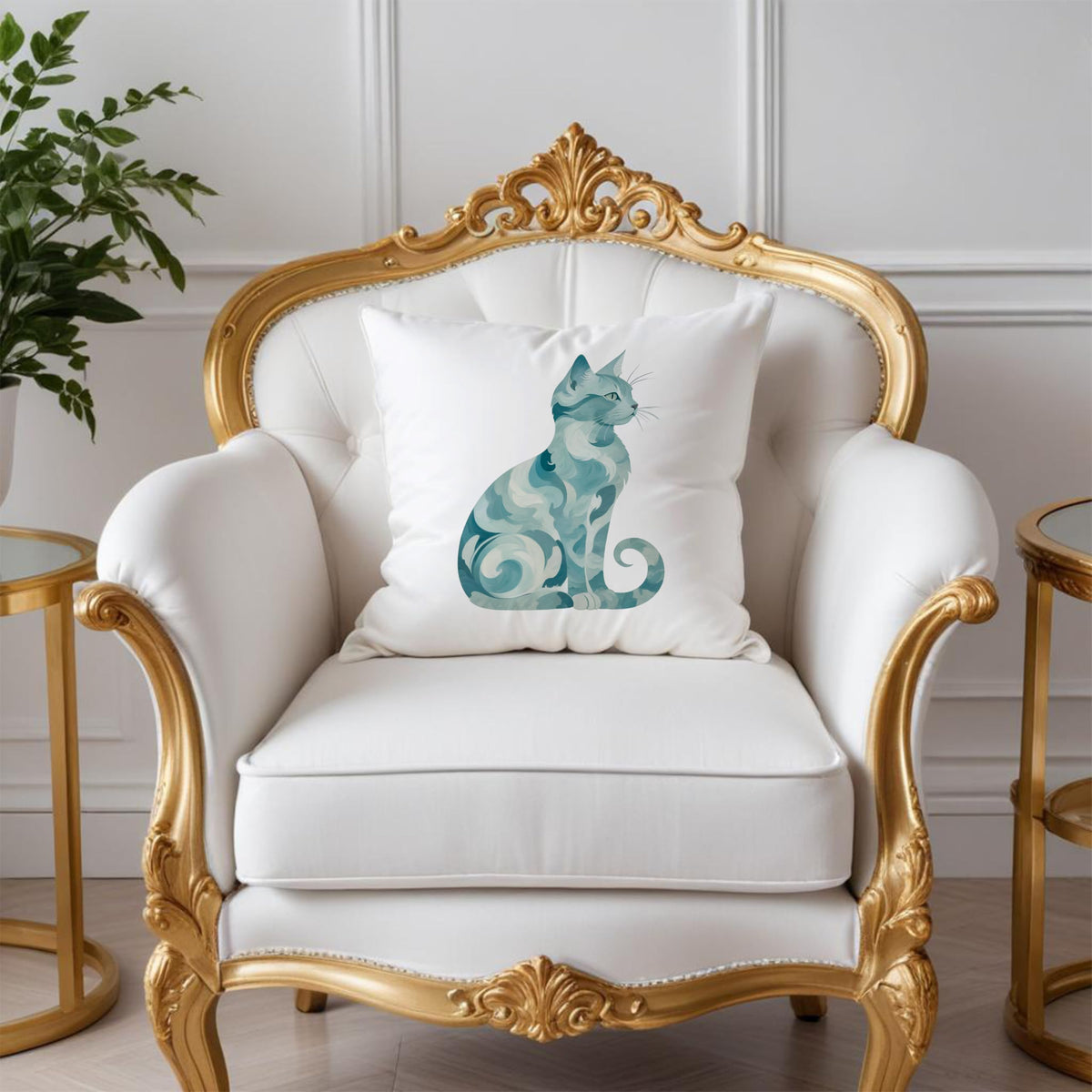 Abstract Blue Sea Cat Pillow Covers 18x18 (Style20)
