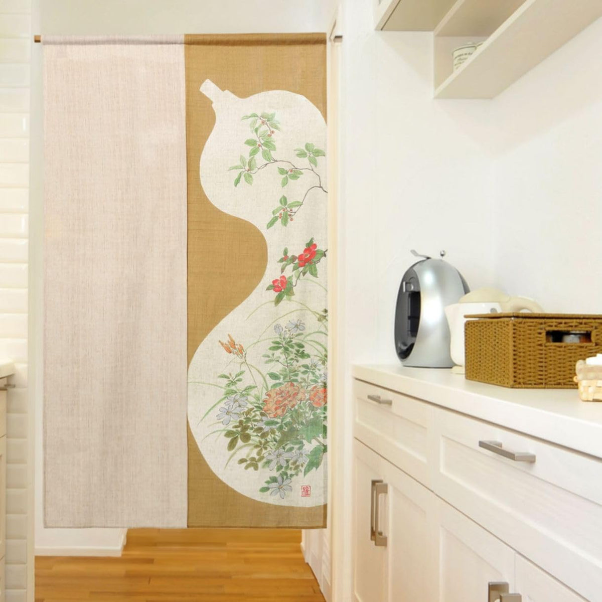 Japanese Noren Curtain Doorway Curtains 67in Long Size Traditional Room Divider for Kitchen Bedroom Pet Friendly Privacy Home Decor Gourd (Gourd / 33.5"W x 67"L (Pack of 1))