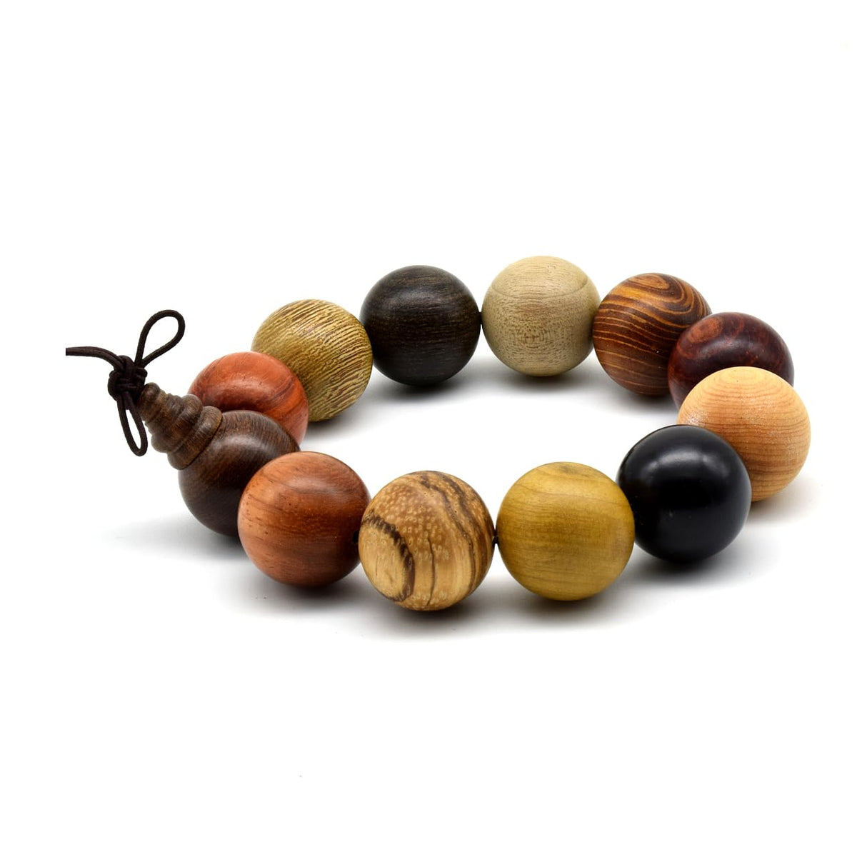 Unisex Natural Colorful Wood Buddhist Prayer Beads Bracelet Necklace Tibetan Mala Prayer Bead (20mm 12beads)